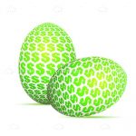 Abstract Eggs with Green Dollar Symbol Pattern